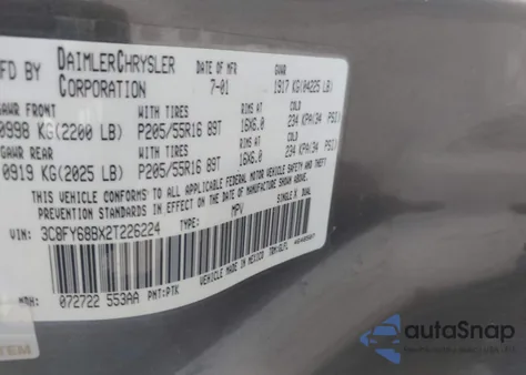 2002 Chrysler Pt Cruiser Limited из США, поврежденный, VIN 3C8FY68BX2T226224